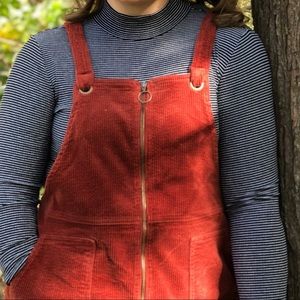 XXL burnt orange corduroy overall skirt